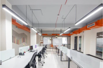 Creative open workspace with collaborative desks – Neo office interior