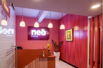 Stylish reception area with company branding – Neo project design