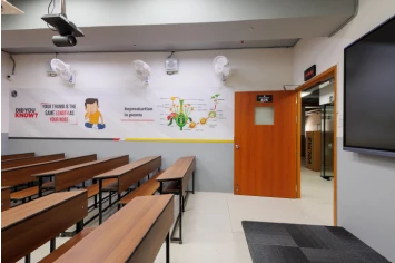 Classroom interior natural lighting and clean lines – Vidyapeet educational space